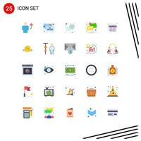 Flat Color Pack of 25 Universal Symbols of unread mail message chat day Editable Vector Design Elements