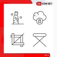 Creative Set of 4 Universal Outline Icons isolated on White Background vector