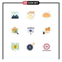 Modern Set of 9 Flat Colors Pictograph of education e shopping bakery online search box Editable Vector Design Elements