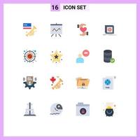 16 User Interface Flat Color Pack of modern Signs and Symbols of archery arrow problem give message error Editable Pack of Creative Vector Design Elements