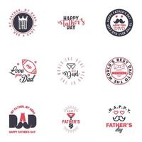 Happy Fathers Day Calligraphy greeting card 9 Black and Pink Typography Collection Vector illustration Editable Vector Design Elements