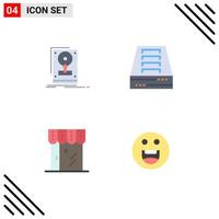 Set of 4 Vector Flat Icons on Grid for install business save archive drawer online Editable Vector Design Elements