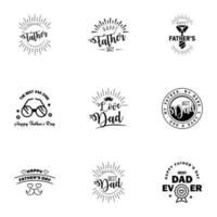 Happy fathers day 9 Black vintage retro type font Illustrator eps10 Editable Vector Design Elements