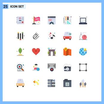 Modern Set of 25 Flat Colors Pictograph of device interior design bar blueprints setting Editable Vector Design Elements
