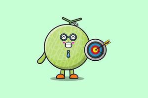 Cute cartoon Melon businessman holding target vector