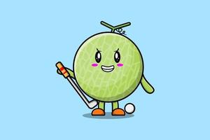 Cute cartoon Melon character playing golf vector