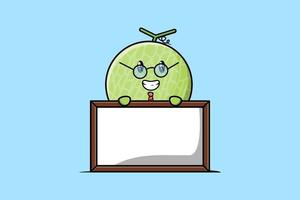 Cute cartoon Melon teacher with big whiteboard vector