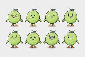 Set kawaii Melon cartoon character expressions vector