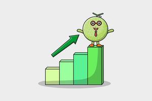 Melon cute businessman mascot with deflation chart vector