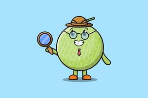 detective de melón de personaje de dibujos animados lindo vector