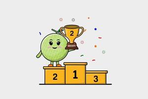 Cute cartoon Melon character as the second winner vector