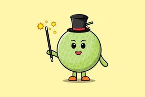 A gorgeous smart cute cartoon magician Melon vector