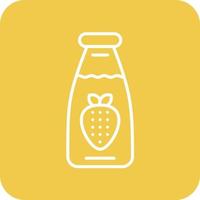 Strawberry Milk Line Round Corner Background Icons vector