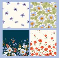 Floral seamless patterns and borders. Vector design for paper, cover, fabric, interior decor and other users