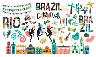 carnaval de brasil. imágenes prediseñadas de vector grande. ilustraciones aisladas para el concepto de carnaval y otros usos