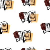 Seamless pattern Doodle open book with bookmark vector