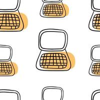 Seamless pattern Doodle laptop, work at home vector