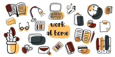 Doodle set work at home vector