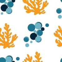 Seamless pattern Coral, sea animals, hand drawn vector