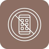 No Phone Line Round Corner Background Icons vector
