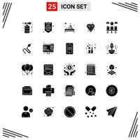 Modern Set of 25 Solid Glyphs and symbols such as train prize massage sucess diamound Editable Vector Design Elements