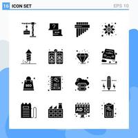 Modern 16 solid style icons Glyph Symbols for general use Creative Solid Icon Sign Isolated on White Background 16 Icons Pack vector