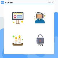 Set of 4 Commercial Flat Icons pack for billboard easter content man light Editable Vector Design Elements
