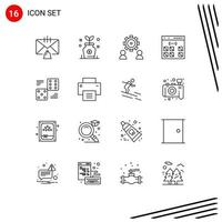 Outline Pack of 16 Universal Symbols of development coding tree app setting Editable Vector Design Elements