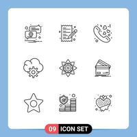 Outline Pack of 9 Universal Symbols of decoration celebrate call data cloud Editable Vector Design Elements