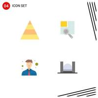 Set of 4 Vector Flat Icons on Grid for career office line reading cross Editable Vector Design Elements