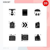 User Interface Pack of 9 Basic Solid Glyphs of arrow menu deposit drink coffee Editable Vector Design Elements