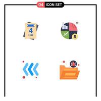 Set of 4 Vector Flat Icons on Grid for invitation left business graph file Editable Vector Design Elements