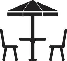 icono de mesa y sillas de camping sobre fondo blanco. mesa con cartel de sillas. símbolo de café con terraza. estilo plano vector