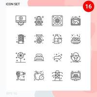 Set of 16 Modern UI Icons Symbols Signs for ram hardware water frame image Editable Vector Design Elements