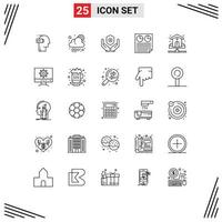 Line Pack of 25 Universal Symbols of report page weather document handcare Editable Vector Design Elements