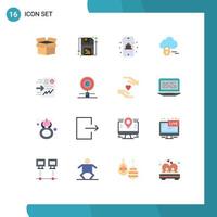 16 Universal Flat Color Signs Symbols of chart report mobile send server Editable Pack of Creative Vector Design Elements