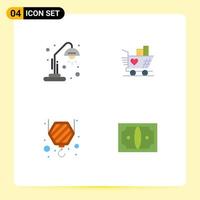 Editable Vector Line Pack of 4 Simple Flat Icons of school crane education weding business Editable Vector Design Elements