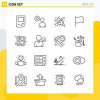 Collection of 16 Universal Line Icons Icon Set for Web and Mobile vector