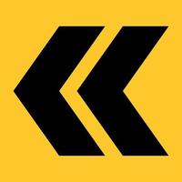 Double left rectangular arrow icon on yellow background. vector