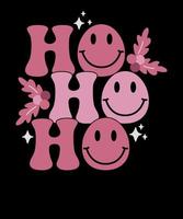 Ho Ho Ho Christmas Retro Pink Vintage SVG Christmas T shirt Design vector