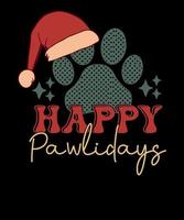 feliz pawlidays svg retro navidad perro amante camiseta diseño vector