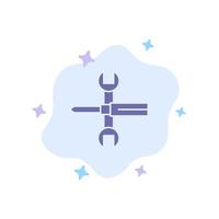 Settings Controls Screwdriver Spanner Tools Wrench Blue Icon on Abstract Cloud Background vector