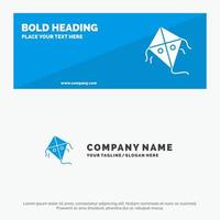 Kite Festival Flying SOlid Icon Website Banner and Business Logo Template vector