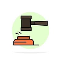 Action Auction Court Gavel Hammer Judge Law Legal Abstract Circle Background Flat color Icon vector