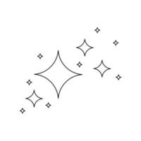 estrella brilla y centellea iconos en estilo de esquema. partículas de luz, destello brillante, resplandor brillante, símbolo de fuegos artificiales vector