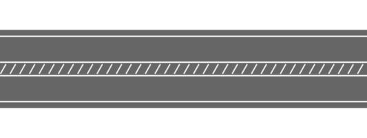 Empty straight road top view. Highway marking with diagonal stripes. Seamless horizontal roadway template. Transport element of city map vector