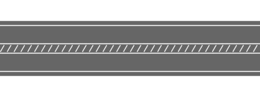 Empty straight road top view. Highway marking with diagonal stripes. Seamless horizontal roadway template. Transport element of city map vector