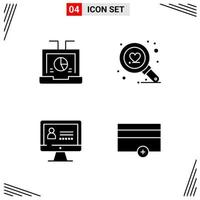 4 Icons Solid Style Grid Based Creative Glyph Symbols for Website Design Simple Solid Icon Signs Isolated on White Background 4 Icon Set vector