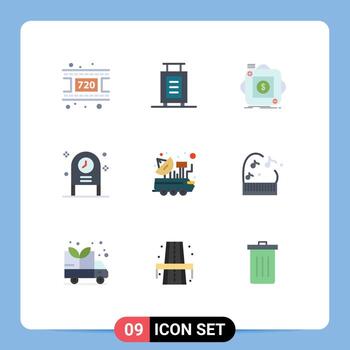 Mobile Interface Flat Color Set of 9 Pictograms of science car app party clock Editable Vector Design Elements