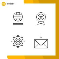 4 Icon Set Line Style Icon Pack Outline Symbols isolated on White Backgound for Responsive Website Designing vector